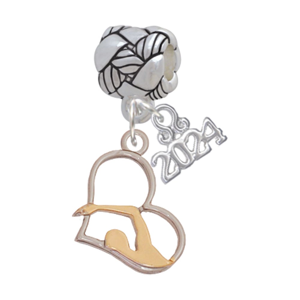 Delight Jewelry Plated Swimmer in Heart Woven Rope Charm Bead Dangle with Year 2024 Image 1