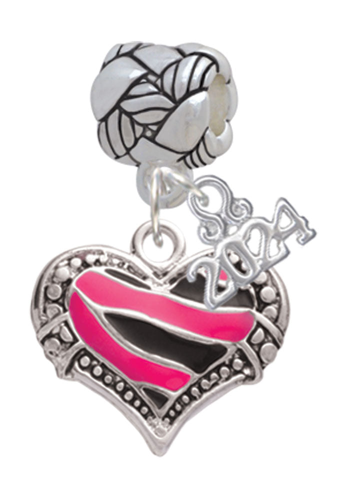 Delight Jewelry Plated Enamel Tiger Print Heart Woven Rope Charm Bead Dangle with Year 2024 Image 1