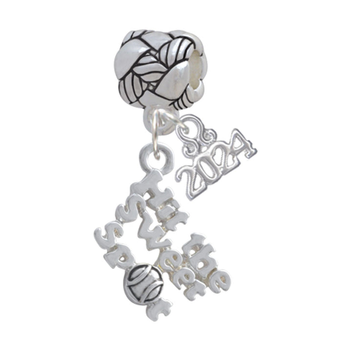 Delight Jewelry Silvertone Hit the Sweet Spot with Color Softball Woven Rope Charm Bead Dangle with Year 2024 Image 1
