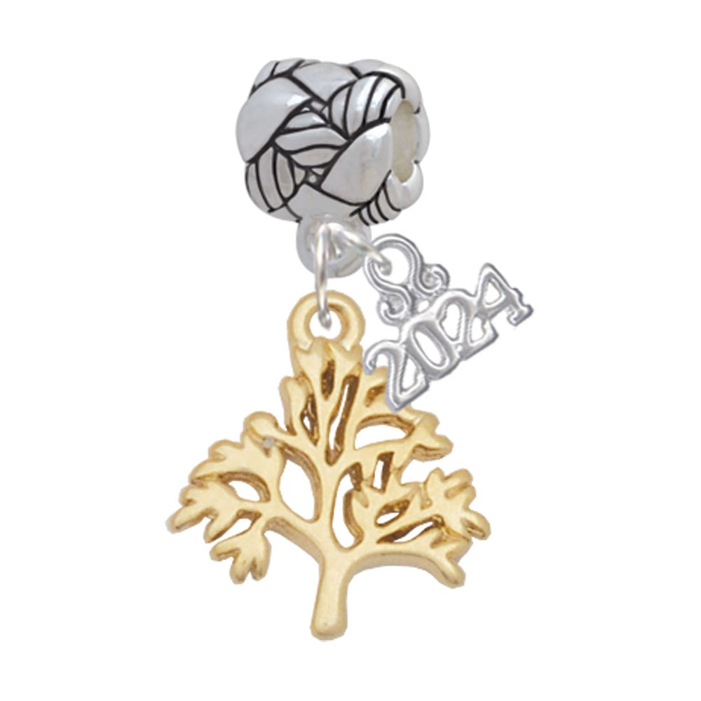 Delight Jewelry Plated Medium Tree of Life Woven Rope Charm Bead Dangle with Year 2024 Image 1