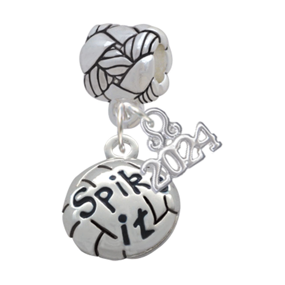 Delight Jewelry Silvertone Volleyball Message Woven Rope Charm Bead Dangle with Year 2024 Image 1