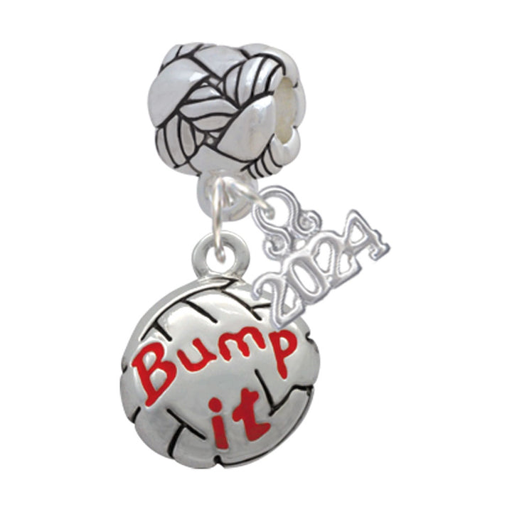 Delight Jewelry Silvertone Volleyball Message Woven Rope Charm Bead Dangle with Year 2024 Image 6