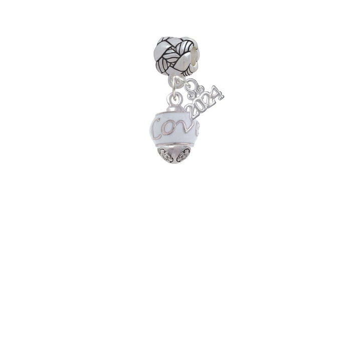 Delight Jewelry Silvertone Message on White Spinners Woven Rope Charm Bead Dangle with Year 2024 Image 2