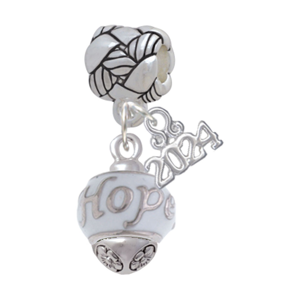 Delight Jewelry Silvertone Message on White Spinners Woven Rope Charm Bead Dangle with Year 2024 Image 4