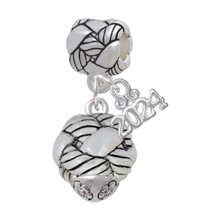 Delight Jewelry Plated Large Woven Rope Spinner Woven Rope Charm Bead Dangle with Year 2024 Image 1