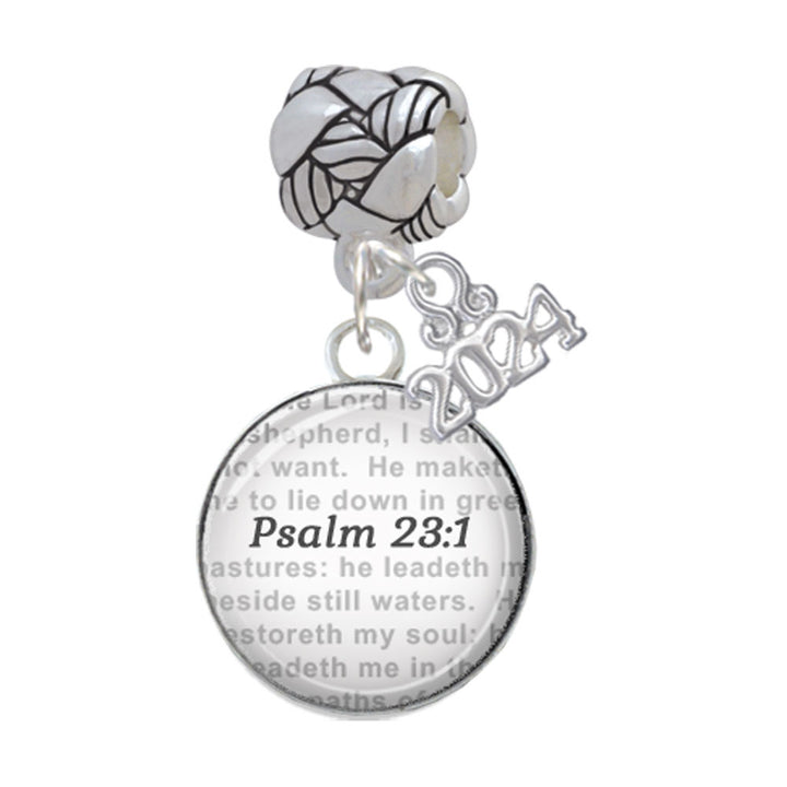 Delight Jewelry Silvertone Domed Verse Woven Rope Charm Bead Dangle with Year 2024 Image 10
