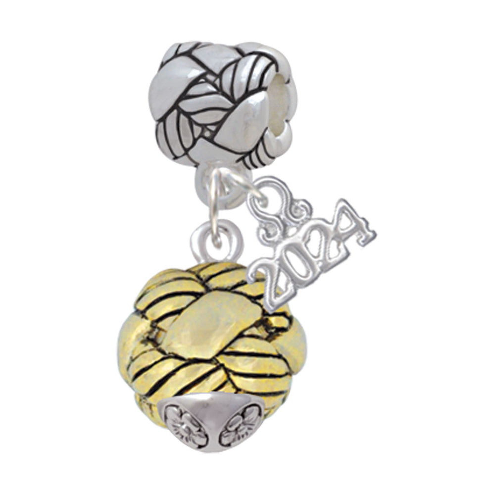 Delight Jewelry Plated Large Woven Rope Spinner Woven Rope Charm Bead Dangle with Year 2024 Image 1