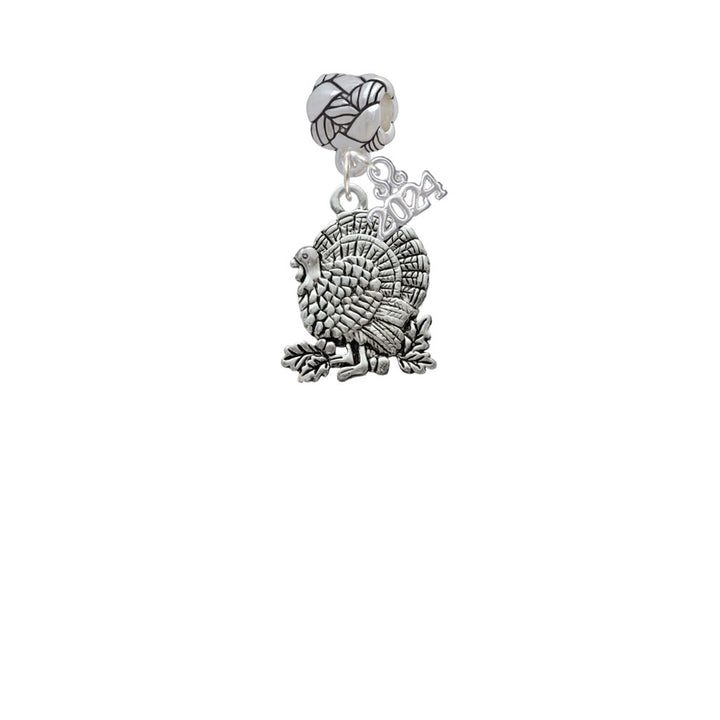 Delight Jewelry Silvertone Antiqued Turkey Woven Rope Charm Bead Dangle with Year 2024 Image 2