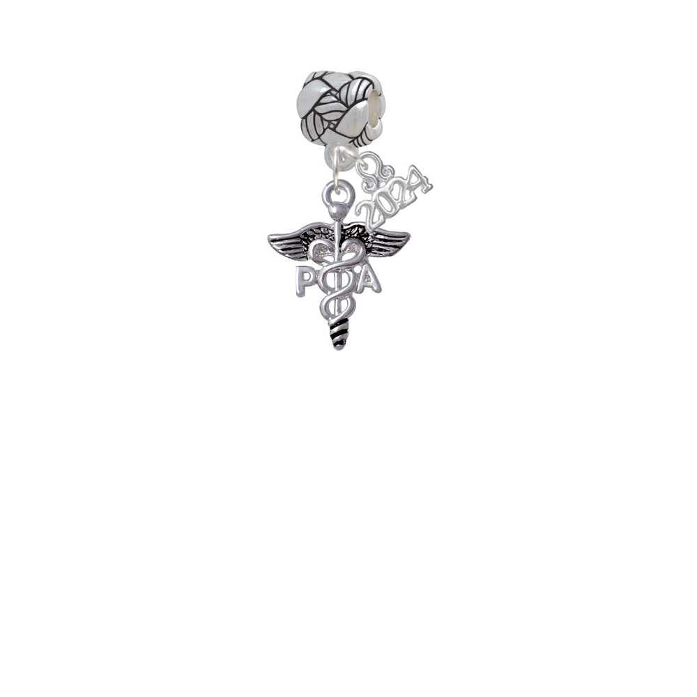 Delight Jewelry Silvertone Caduceus - PA Woven Rope Charm Bead Dangle with Year 2024 Image 2