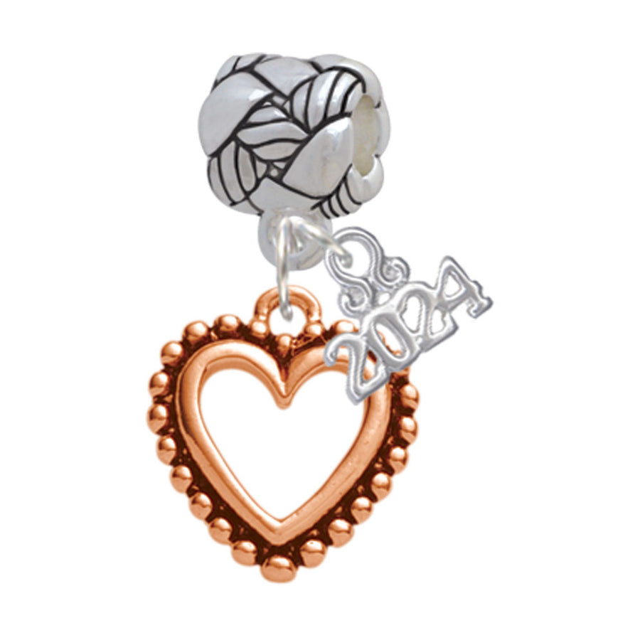 Delight Jewelry Rose Goldtone Open Heart Woven Rope Charm Bead Dangle with Year 2024 Image 1