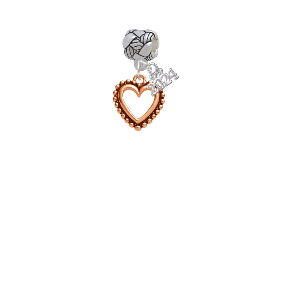 Delight Jewelry Rose Goldtone Open Heart Woven Rope Charm Bead Dangle with Year 2024 Image 2