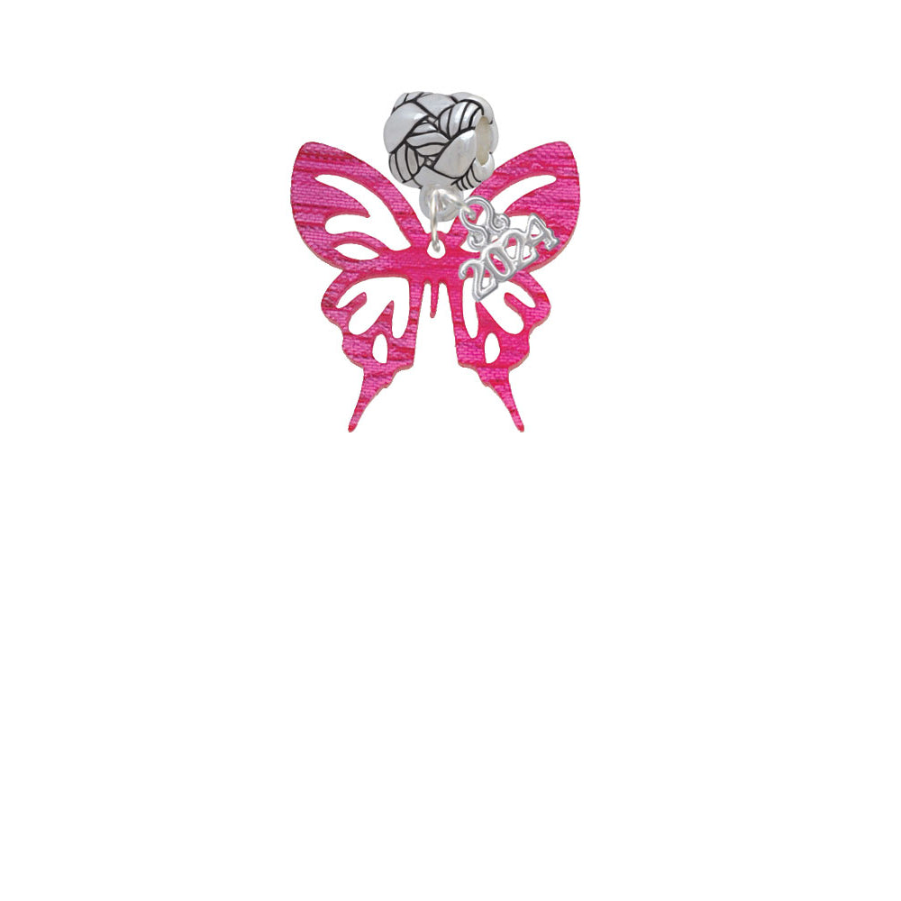 Delight Jewelry Acrylic Medium Cut Out Butterfly Magenta Woven Rope Charm Bead Dangle with Year 2024 Image 2