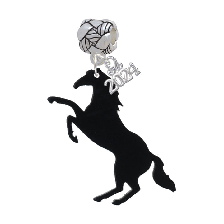 Delight Jewelry Acrylic 1.5 Black Horse Woven Rope Charm Bead Dangle with Year 2024 Image 1