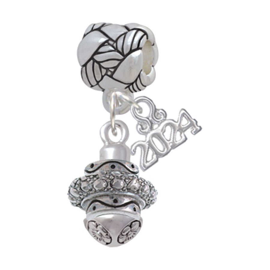 Delight Jewelry Silvertone Center Spacer Spinner Woven Rope Charm Bead Dangle with Year 2024 Image 1