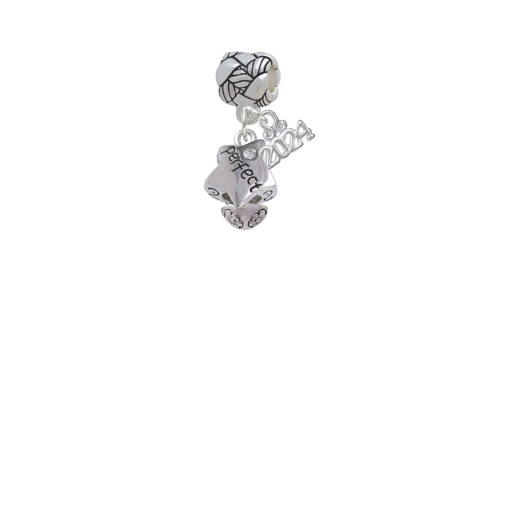 Delight Jewelry Silvertone Perfect Star with Crystal Woven Rope Charm Bead Dangle with Year 2024 Image 2