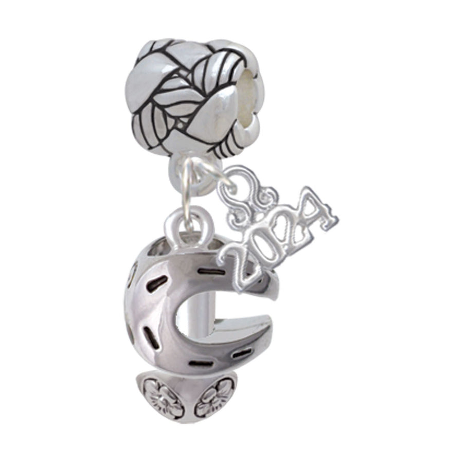 Delight Jewelry Silvertone Horseshoe Spinners Woven Rope Charm Bead Dangle with Year 2024 Image 1