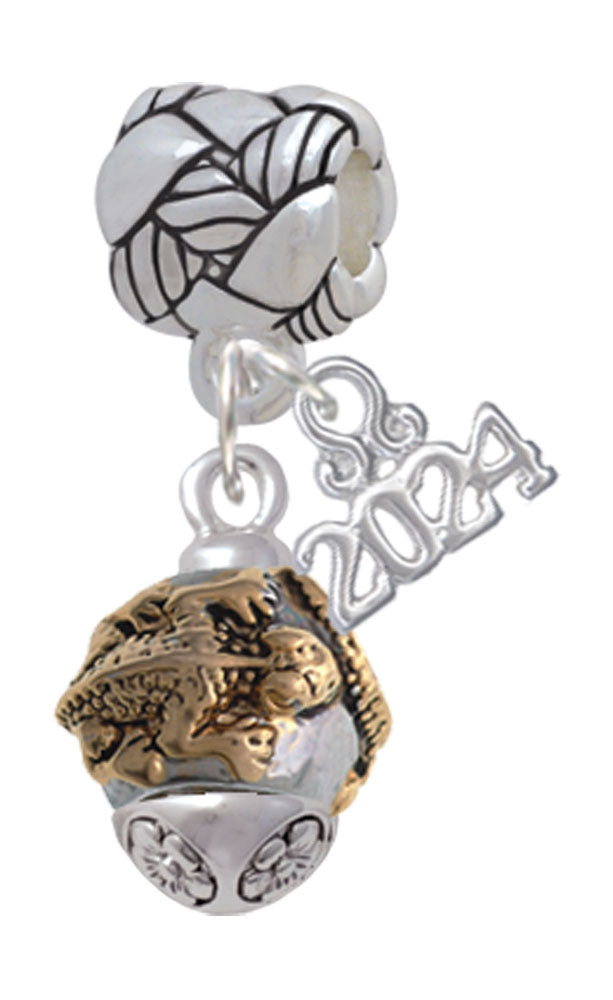 Delight Jewelry Goldtone Lizards on Silvertone Band Spinner Woven Rope Charm Bead Dangle with Year 2024 Image 1