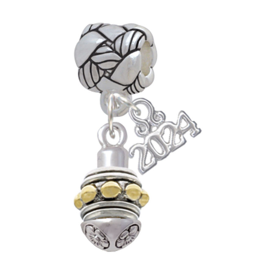 Delight Jewelry Goldtone Large Bullets on Silvertone Spinner Woven Rope Charm Bead Dangle with Year 2024 Image 1