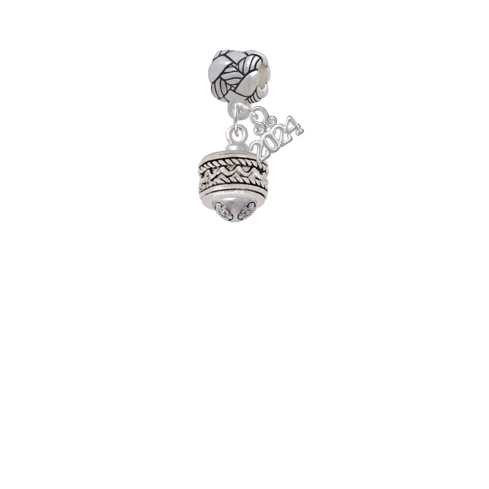 Delight Jewelry Silvertone Zig Zag with Braid Spinner Woven Rope Charm Bead Dangle with Year 2024 Image 2