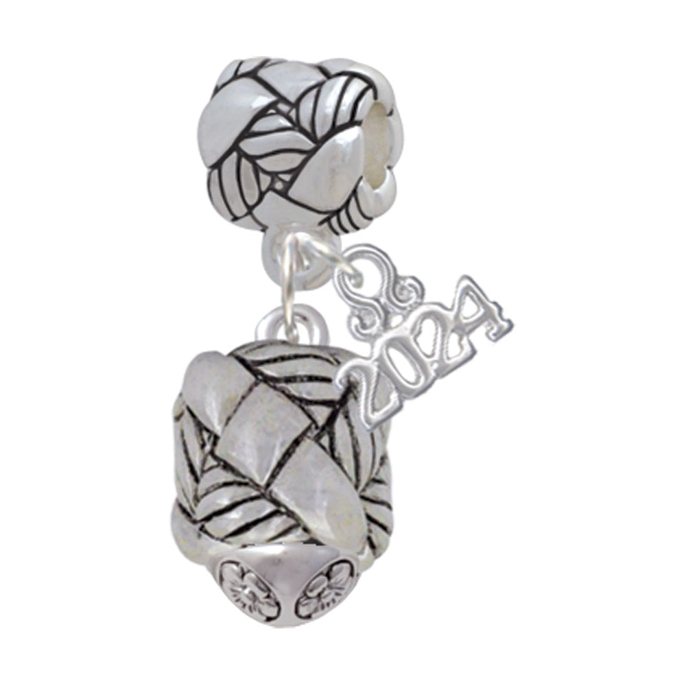 Delight Jewelry Silvertone Antiqued Woven Rope Spinner Woven Rope Charm Bead Dangle with Year 2024 Image 1