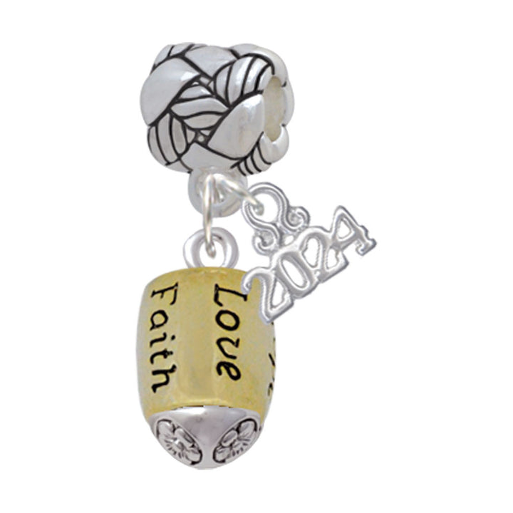 Delight Jewelry Goldtone LoveFaithPrayPeaceJoyHope Spinner Woven Rope Charm Bead Dangle with Year 2024 Image 1
