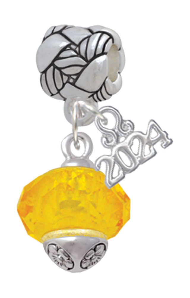Delight Jewelry Yellow Faceted Glass Goldtone Spinner Woven Rope Charm Bead Dangle with Year 2024 Image 1