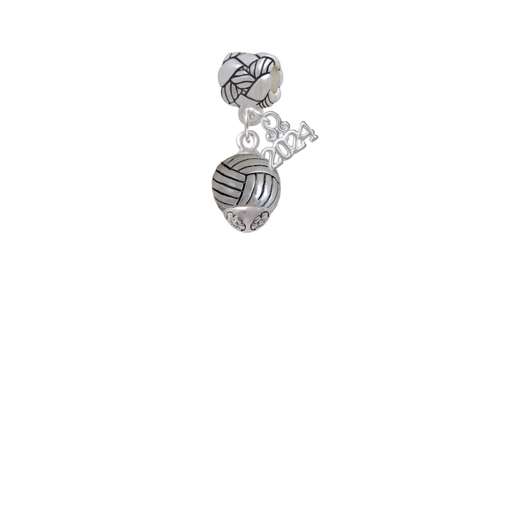 Delight Jewelry Silvertone Volleyball Spinner Woven Rope Charm Bead Dangle with Year 2024 Image 2