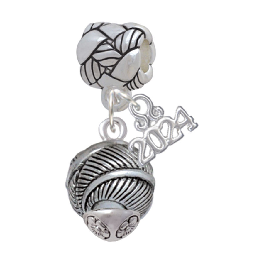 Delight Jewelry Silvertone Feather Spinner Woven Rope Charm Bead Dangle with Year 2024 Image 1