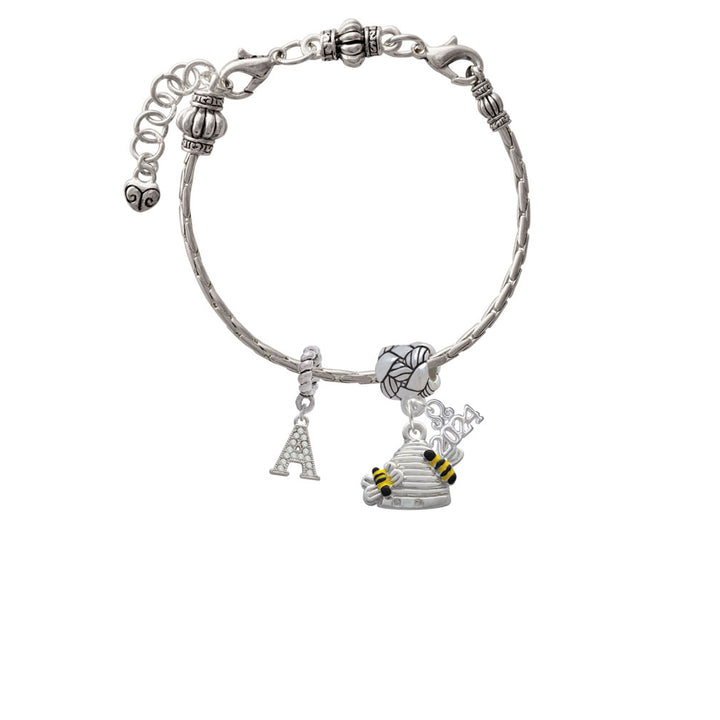 Delight Jewelry Silvertone Beehive with 2 Bumble Bees Woven Rope Charm Bead Dangle with Year 2024 Image 3