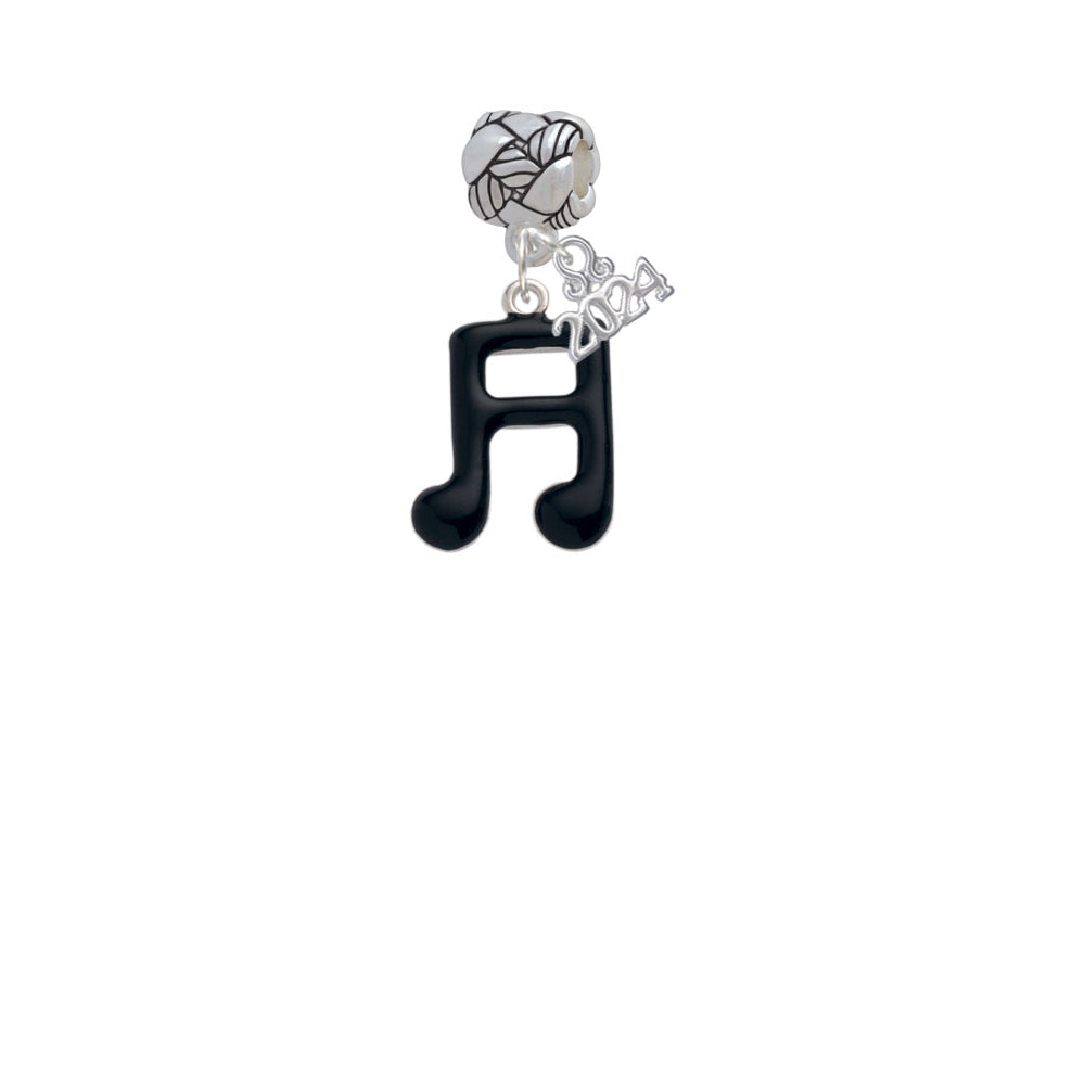 Delight Jewelry Silvertone Black Sixteenth Note Woven Rope Charm Bead Dangle with Year 2024 Image 2