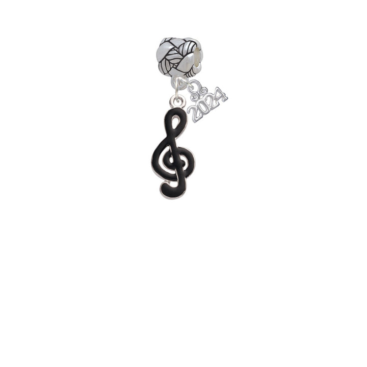 Delight Jewelry Silvertone Black Clef Woven Rope Charm Bead Dangle with Year 2024 Image 1