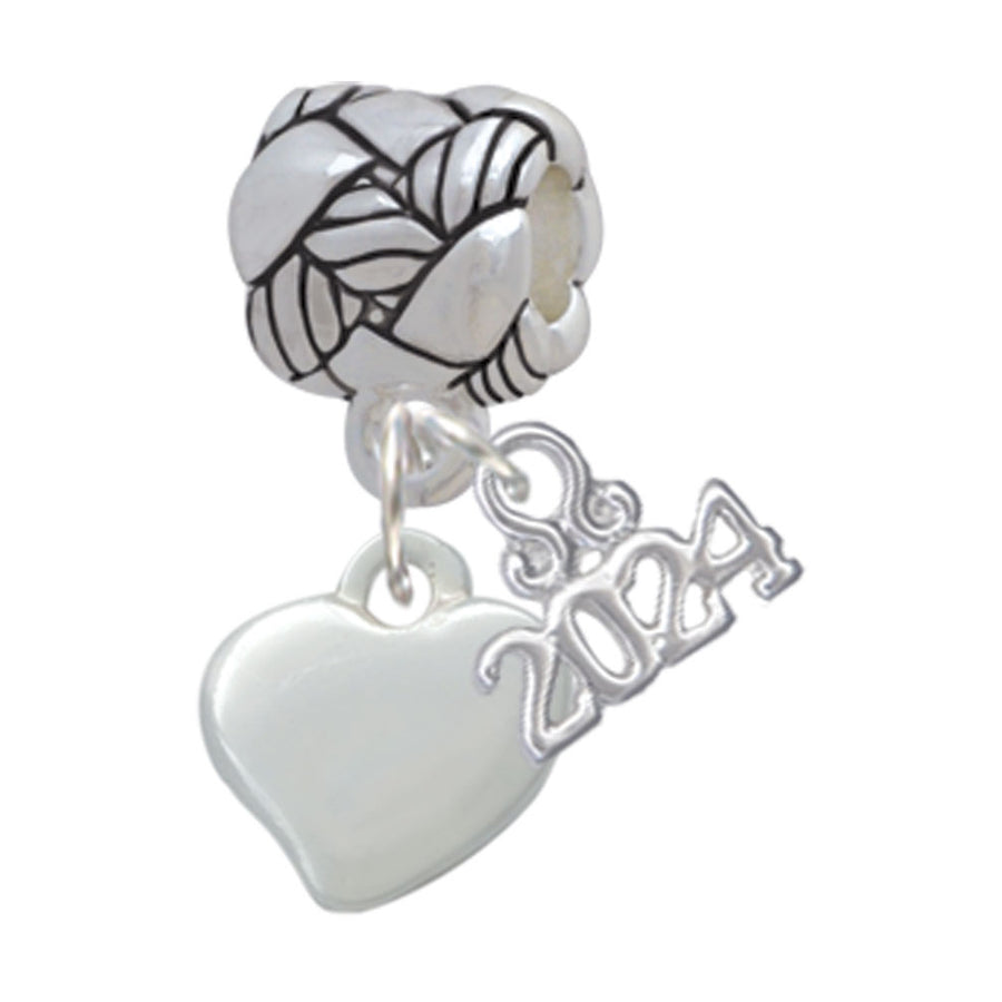 Delight Jewelry Silvertone Small 2-D Puffy Heart Woven Rope Charm Bead Dangle with Year 2024 Image 1