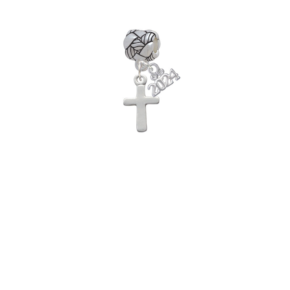 Delight Jewelry Silvertone Simple Plain Small Cross Woven Rope Charm Bead Dangle with Year 2024 Image 2