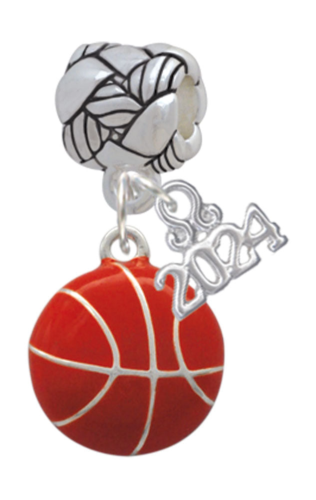 Delight Jewelry Silvertone Large Enamel Basketball Woven Rope Charm Bead Dangle with Year 2024 Image 1