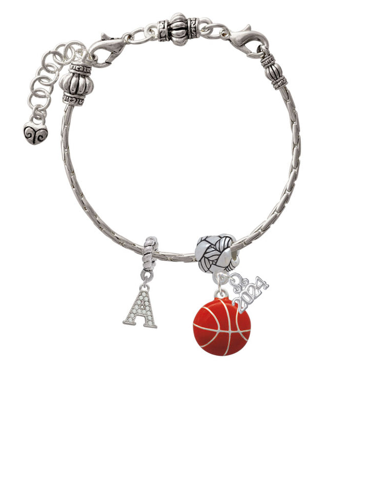 Delight Jewelry Silvertone Large Enamel Basketball Woven Rope Charm Bead Dangle with Year 2024 Image 3