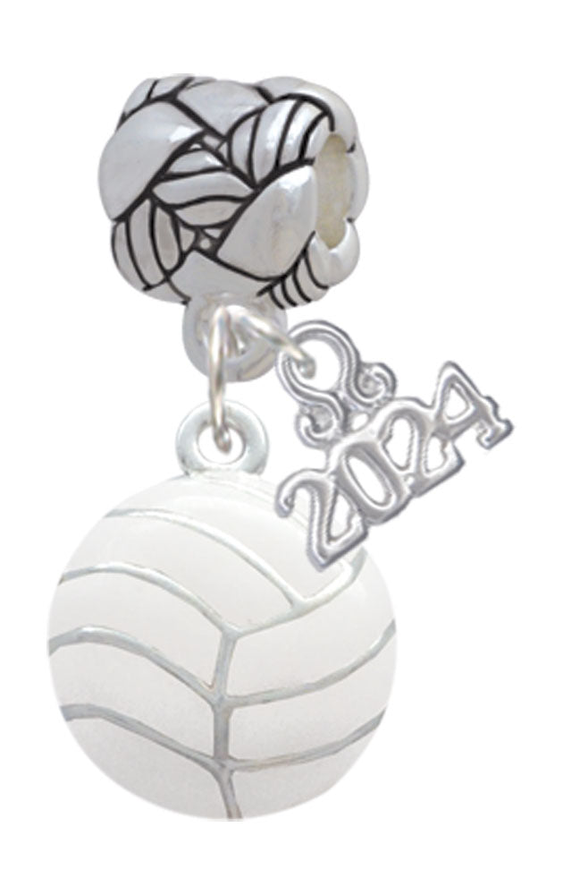 Delight Jewelry Silvertone Large Volleyball Woven Rope Charm Bead Dangle with Year 2024 Image 1