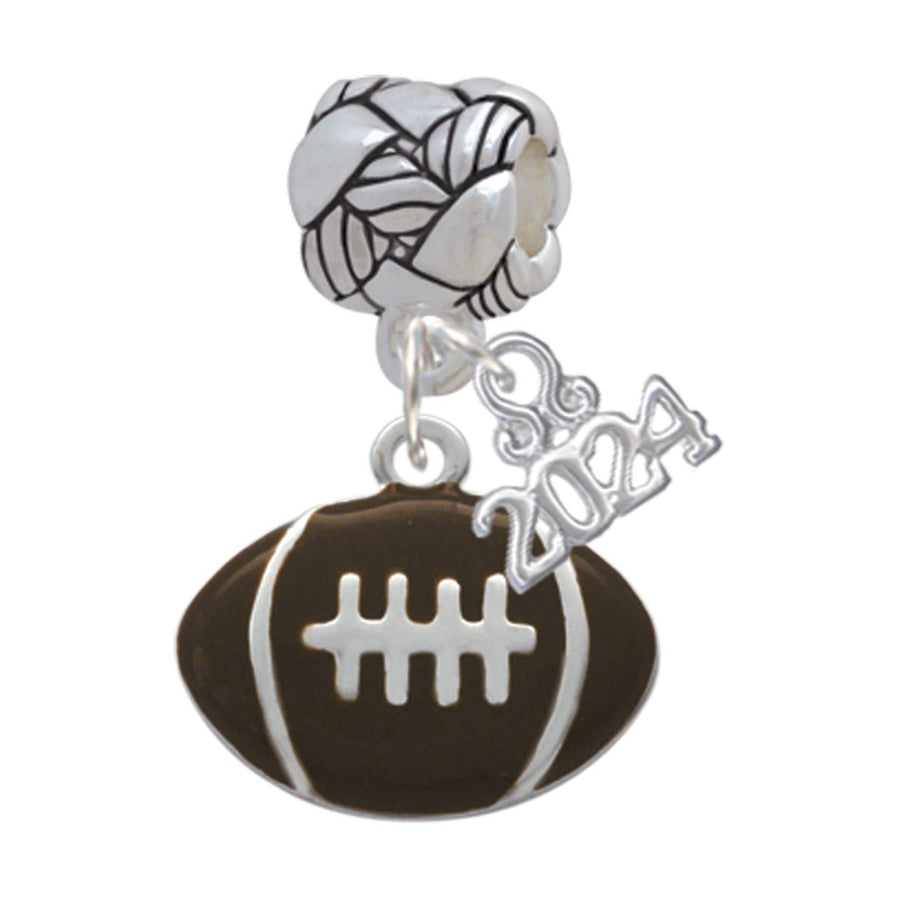 Delight Jewelry Silvertone Large Enamel Football Woven Rope Charm Bead Dangle with Year 2024 Image 1