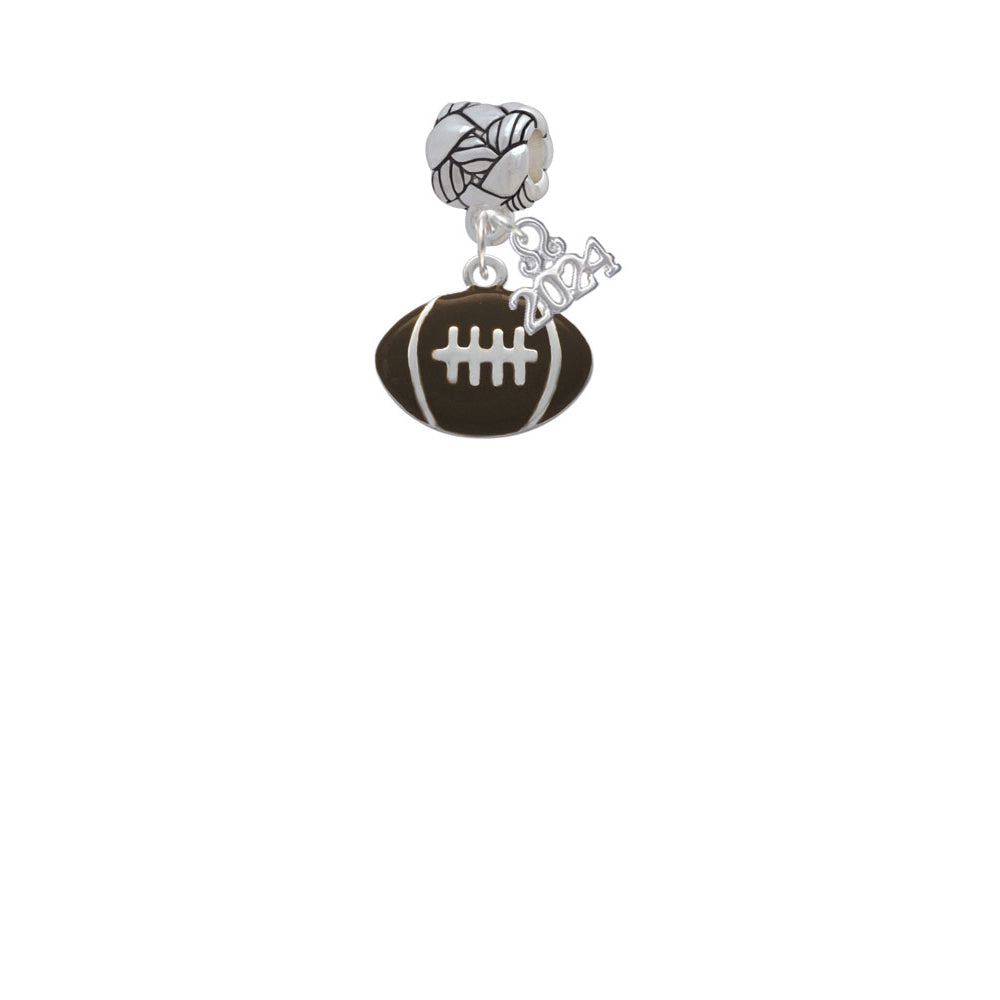 Delight Jewelry Silvertone Large Enamel Football Woven Rope Charm Bead Dangle with Year 2024 Image 2