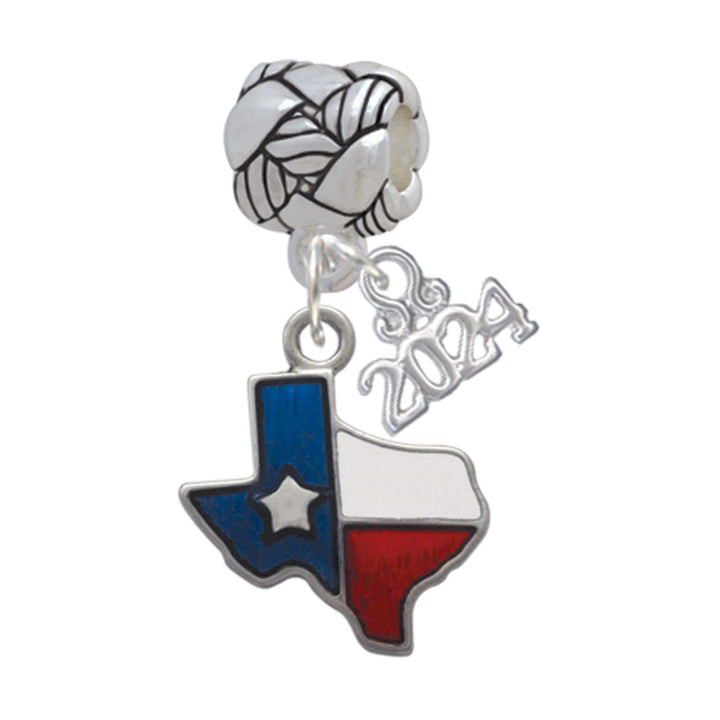 Delight Jewelry Silvertone Translucent Texas - Lone Star Woven Rope Charm Bead Dangle with Year 2024 Image 1