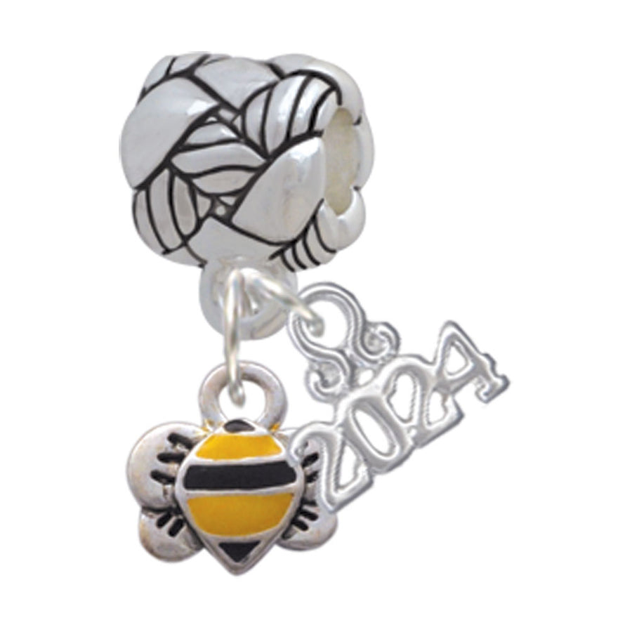 Delight Jewelry Silvertone Mini Bumble Bee Woven Rope Charm Bead Dangle with Year 2024 Image 1