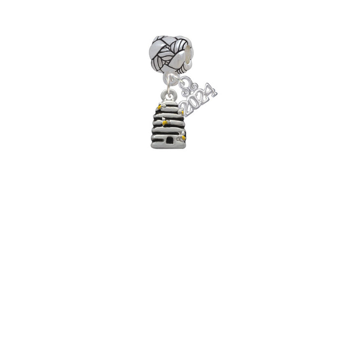 Delight Jewelry Silvertone Small Beehive with 4 Bees Woven Rope Charm Bead Dangle with Year 2024 Image 2