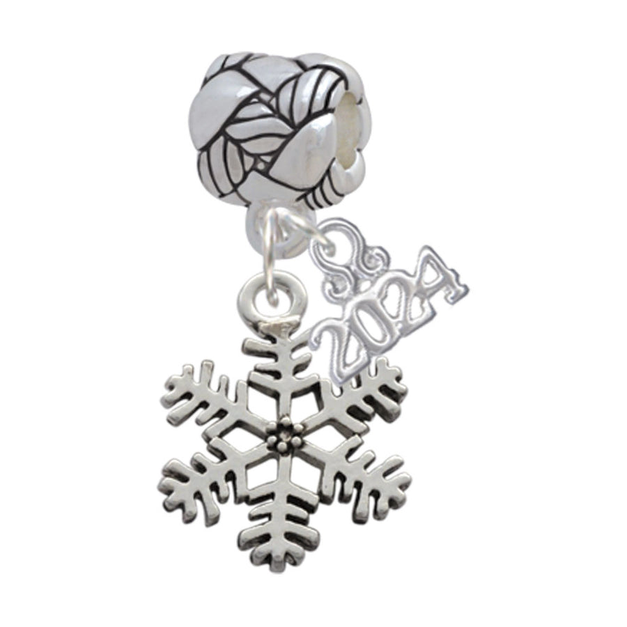 Delight Jewelry Silvertone Snowflake Woven Rope Charm Bead Dangle with Year 2024 Image 1