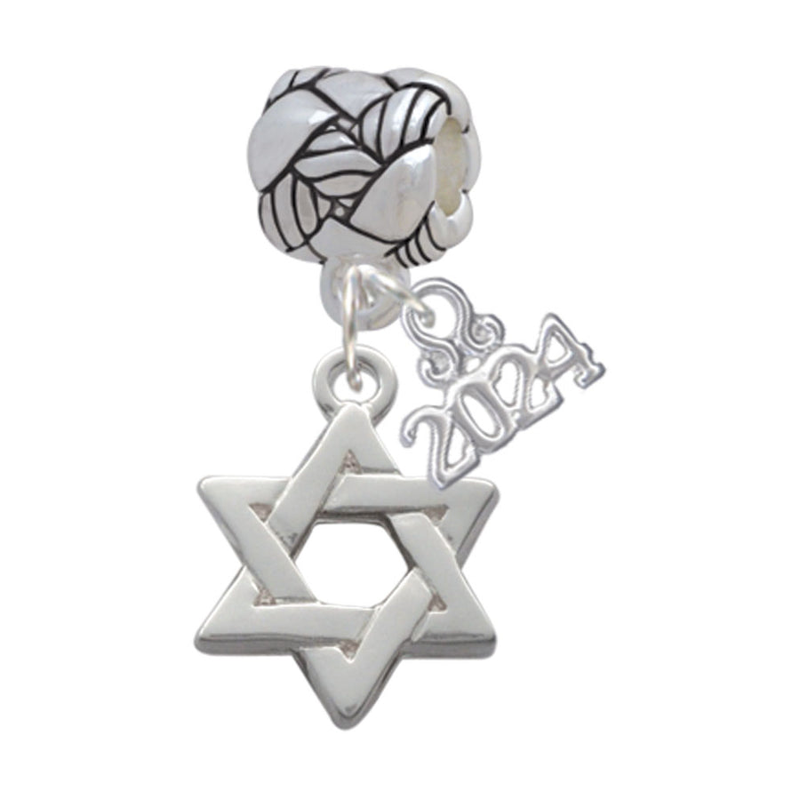Delight Jewelry Silvertone Star Of David Woven Rope Charm Bead Dangle with Year 2024 Image 1
