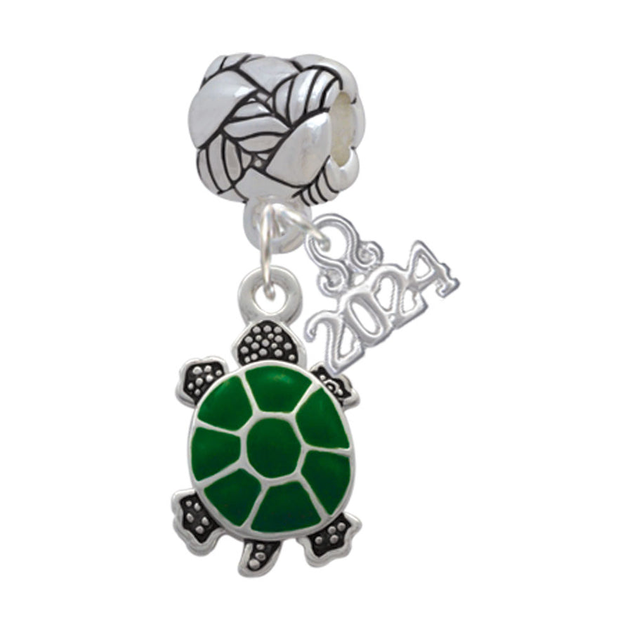 Delight Jewelry Silvertone Green Top Turtle Woven Rope Charm Bead Dangle with Year 2024 Image 1