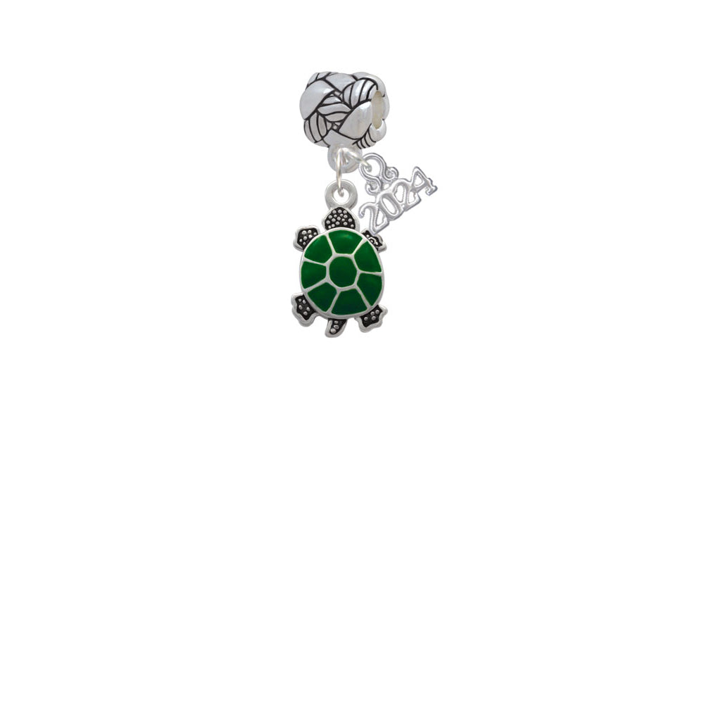 Delight Jewelry Silvertone Green Top Turtle Woven Rope Charm Bead Dangle with Year 2024 Image 2