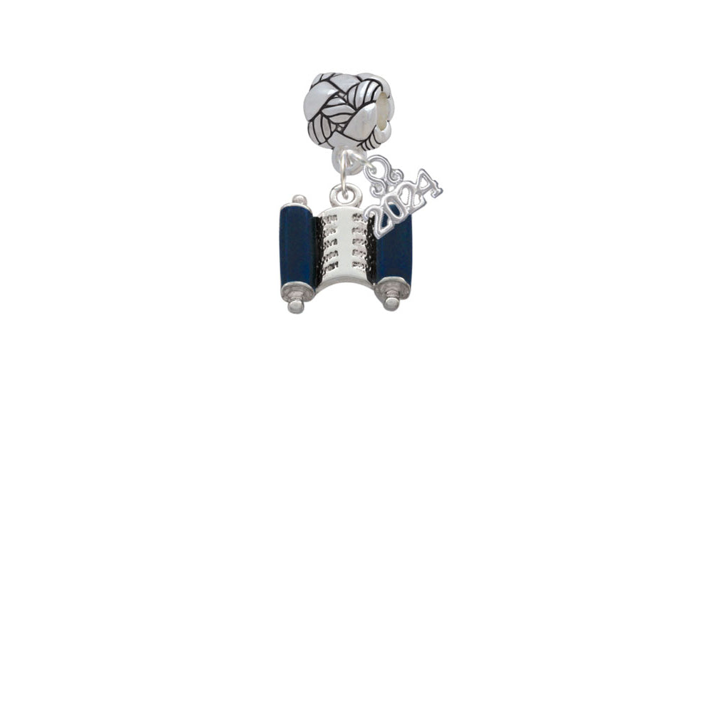 Delight Jewelry Silvertone Blue Torah Scroll Woven Rope Charm Bead Dangle with Year 2024 Image 2