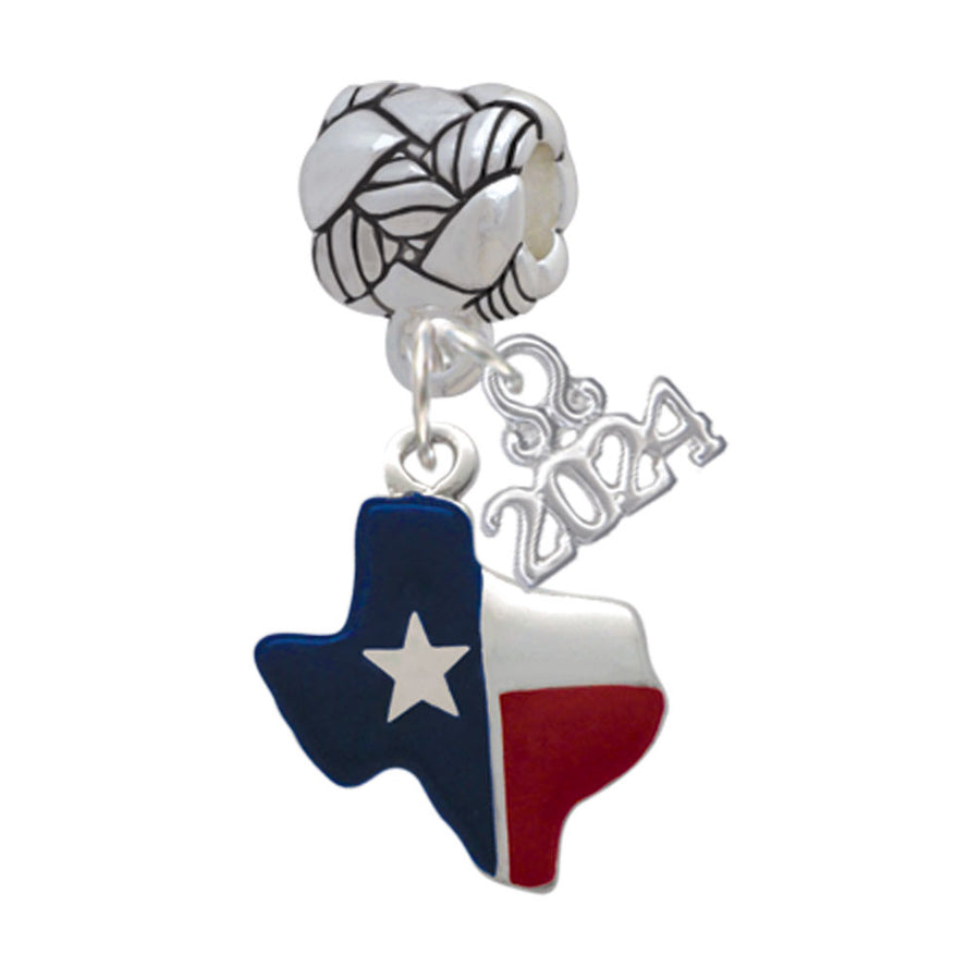 Delight Jewelry Silvertone Red and Blue Texas Woven Rope Charm Bead Dangle with Year 2024 Image 1