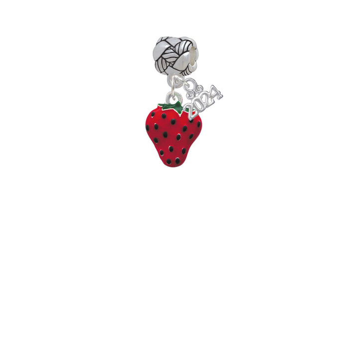 Delight Jewelry Silvertone Large Enamel Strawberry Woven Rope Charm Bead Dangle with Year 2024 Image 2