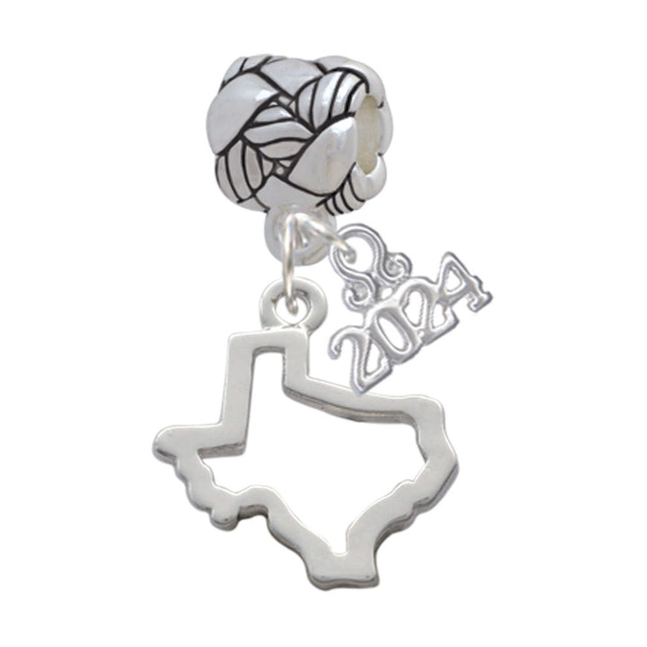 Delight Jewelry Silvertone Texas Outline Woven Rope Charm Bead Dangle with Year 2024 Image 1