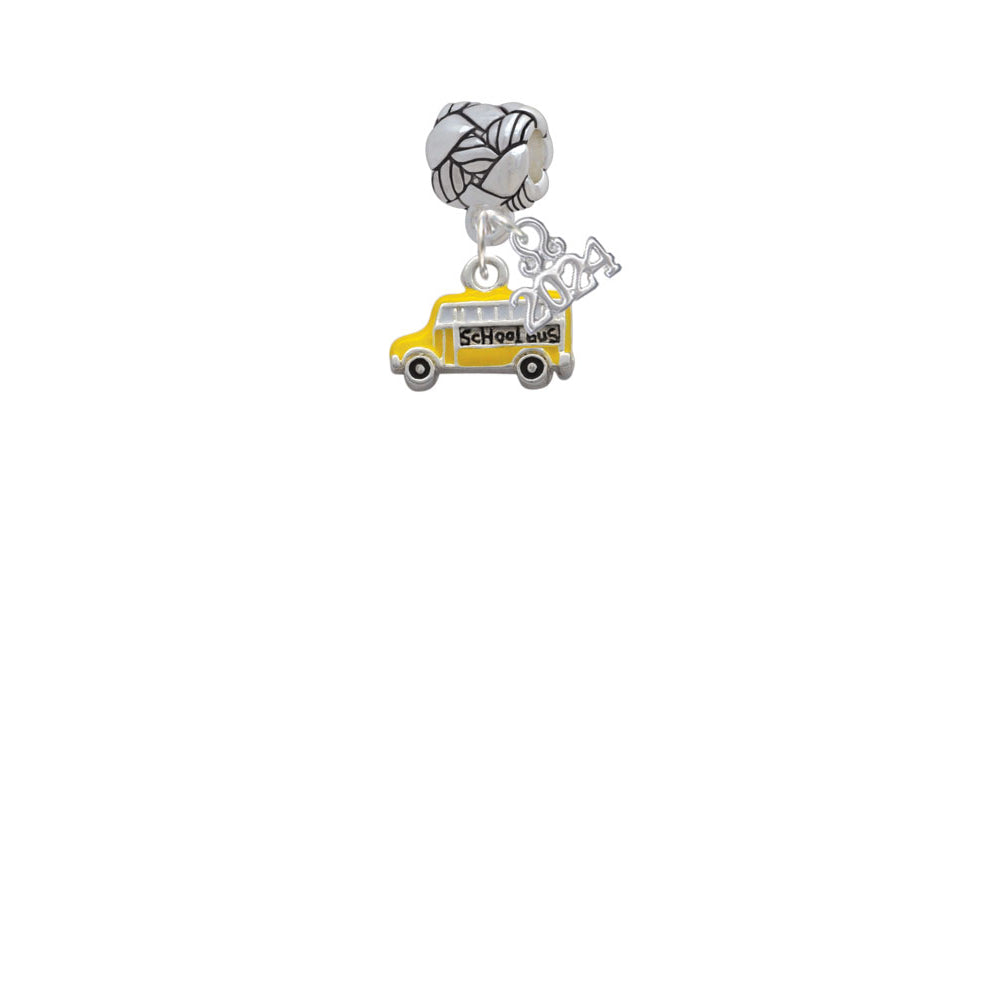Delight Jewelry Silvertone Yellow School Bus Side Woven Rope Charm Bead Dangle with Year 2024 Image 2